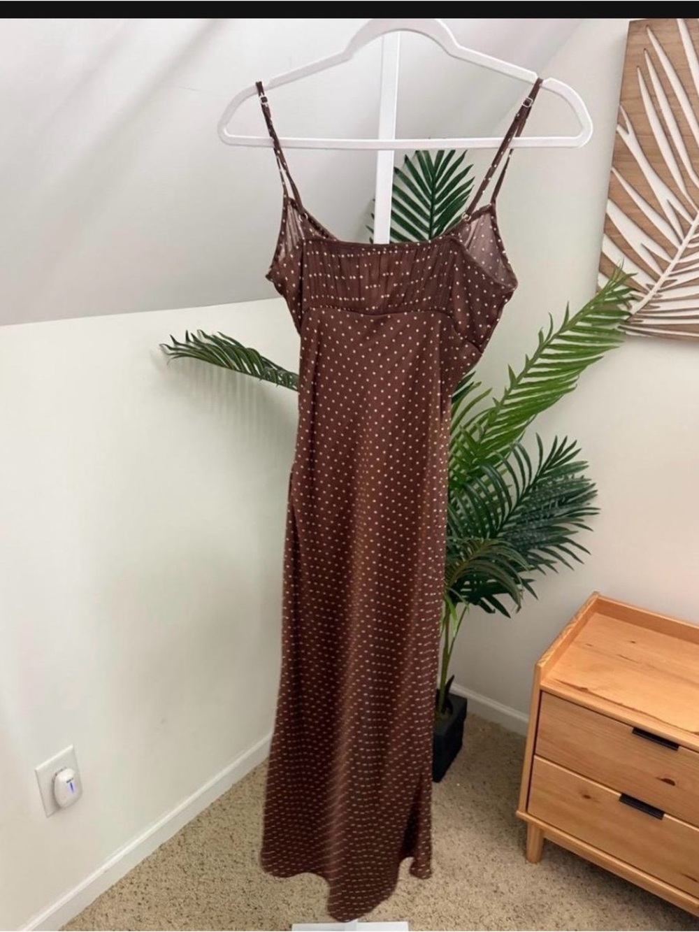 Ciao Lucia Brown Polka Dot Slip Midi Dress - Picture 4 of 5